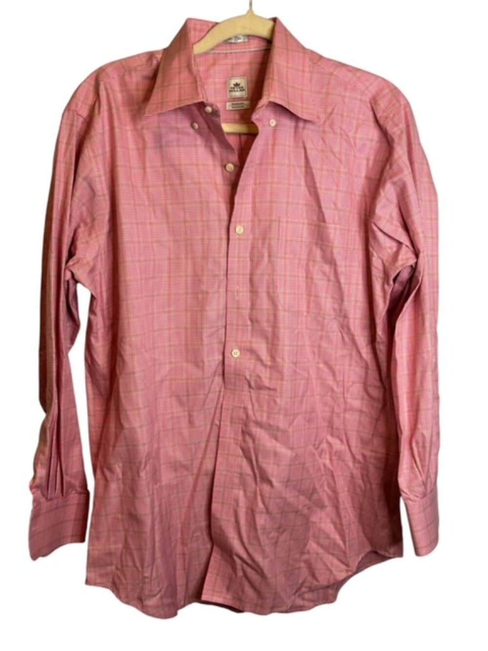 Peter Millar Shirt‎ Men's Medium Plaid Nanoluxe Easy Care Button down pink white